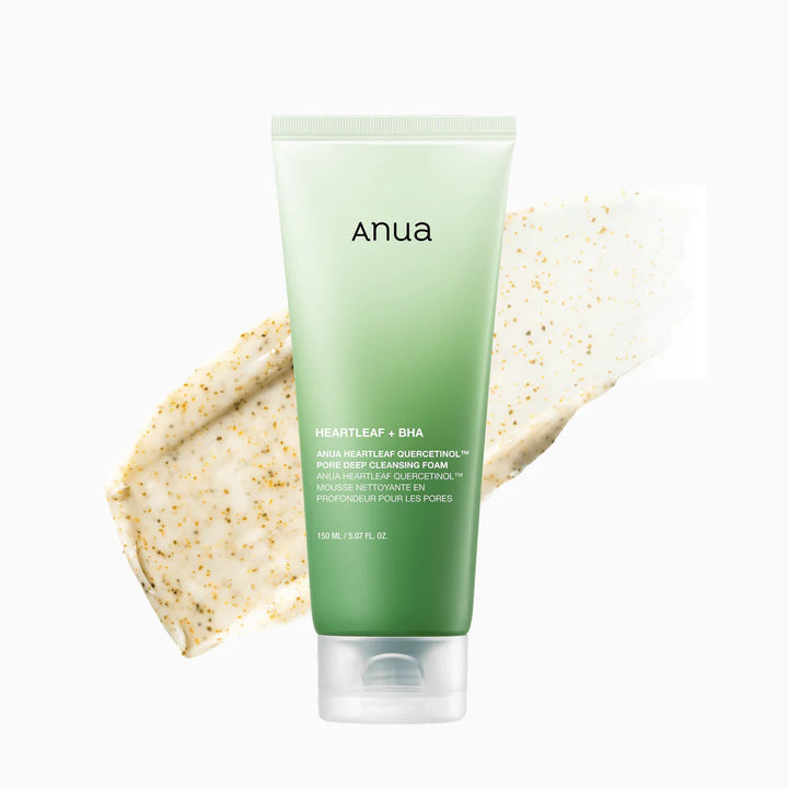 Anua Heartleaf Quercetinol Pore Deep Cleansing Foam - 150ml | أنوا غسول رغوي يحتوي على خلاصة نبات القلب، مصممة لتنظيف المسام بعمق وتقشير خلايا الجلد الميتة بلطف - 150 مل