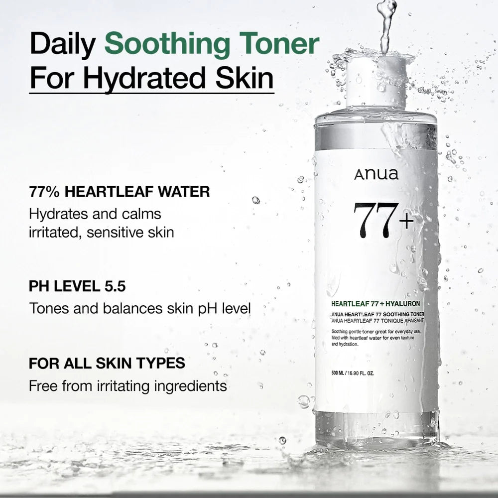 anua Heartleaf 77+ Hyaluron Soothing Toner - 250ml| انوا تونر المهدئ  77 -250 مل