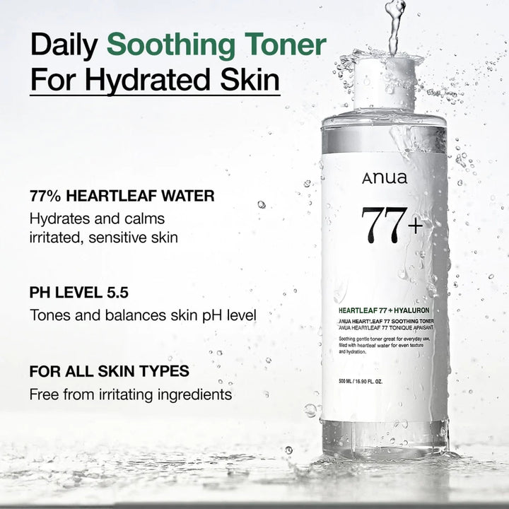 anua Heartleaf 77+ Hyaluron Soothing Toner - 250ml| انوا تونر المهدئ  77 -250 مل