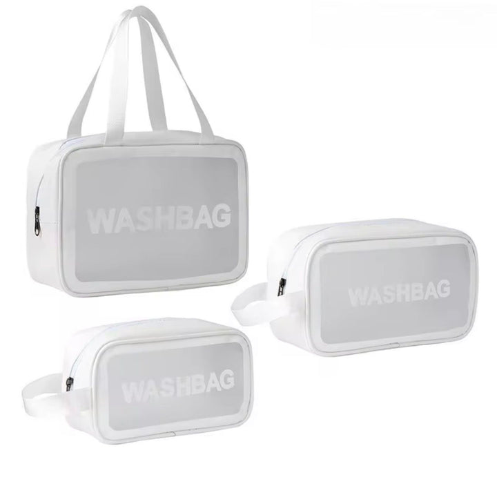 WASHBAG Off-white rectangular 3-piece bag set | واش باج مجموعة حقائب بلون اوف وايت - 3 قطع