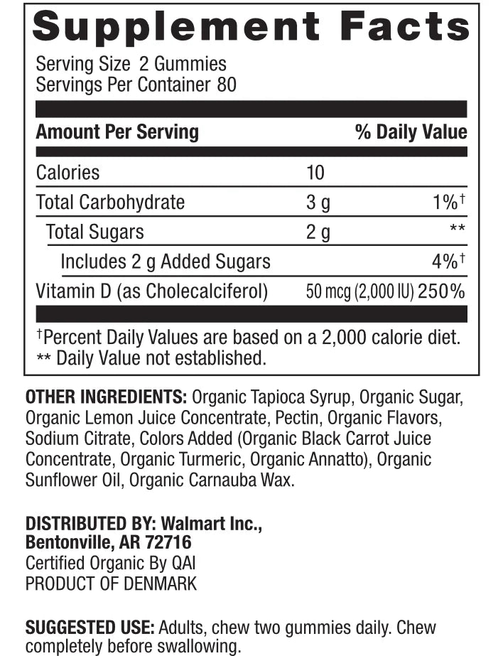 SPRING VALLEY Vitamin D3 50 mcg 2000 IU - 160 Vegetarian Gummies  | سبرينغ فالي فيتامين D3 بتركيز 50 مكغ (2000 وحدة دولية) - 160 علكة نباتية