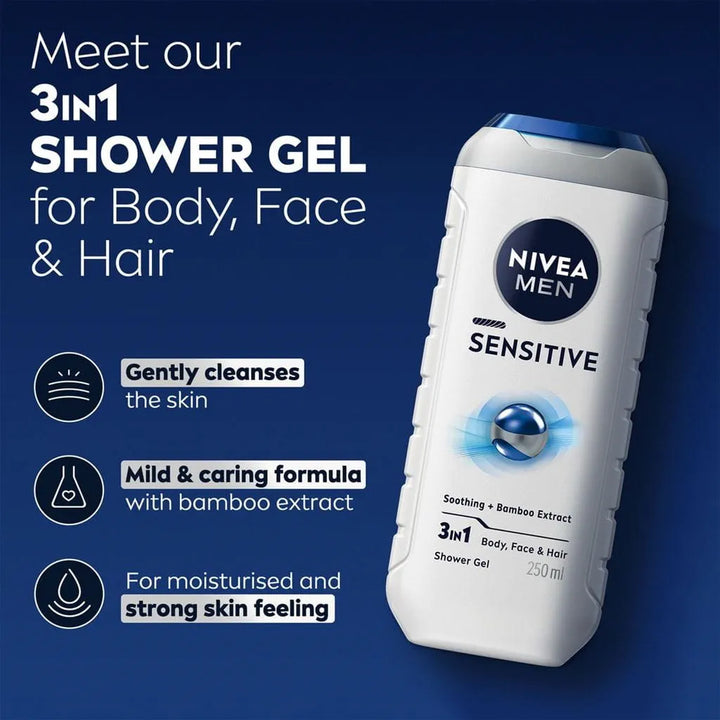 Nivea Men Sensitive Shower Gel - 250 ml |  نيفيا شاور جل للرجال للبشرة الحساسة – 250 مل
