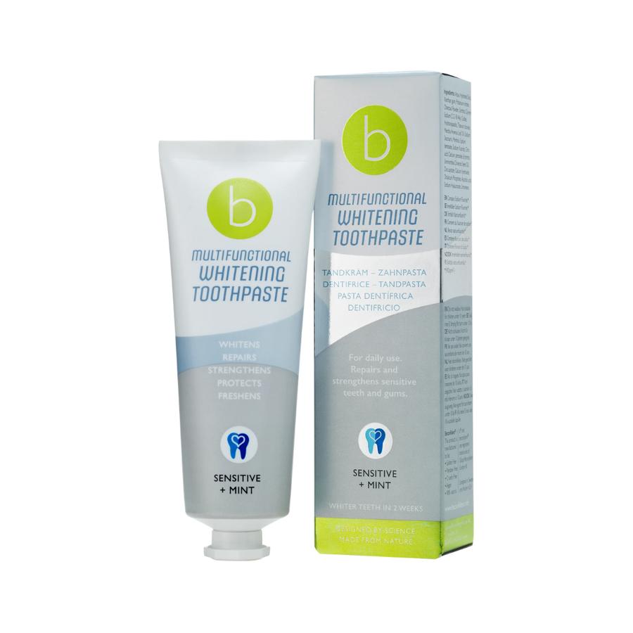 B Multifunctional Whitening Toothpaste Sensitive Mint tube with matching box, whitening toothpaste for sensitive teeth
