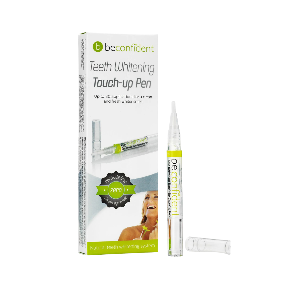 Beconfident Teeth Whitening Touch-Up Pen 2ml with applicator brush and branded retail box packaging