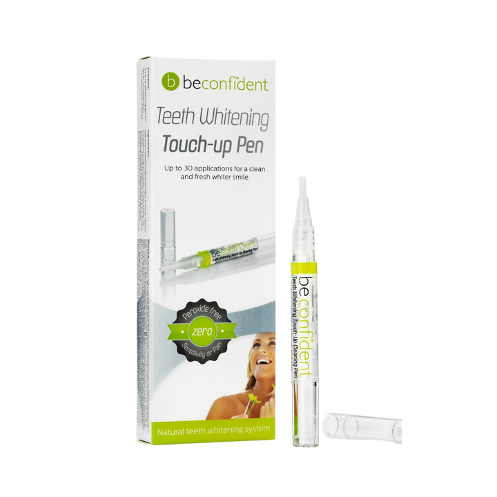Beconfident Teeth Whitening Touch-Up Pen 2ml with applicator brush and branded retail box packaging