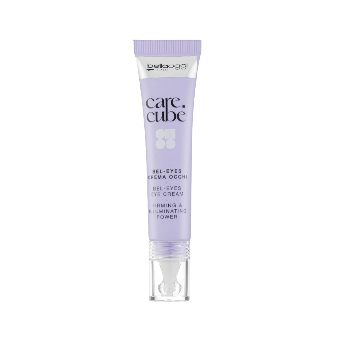 Bellaoggi Care Cube Bel Eyes eye cream 15ml in lavender tube with clear applicator base.