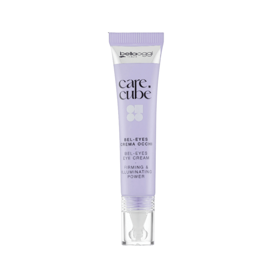 Bellaoggi Care Cube Bel Eyes eye cream 15ml in lavender tube with clear applicator base.