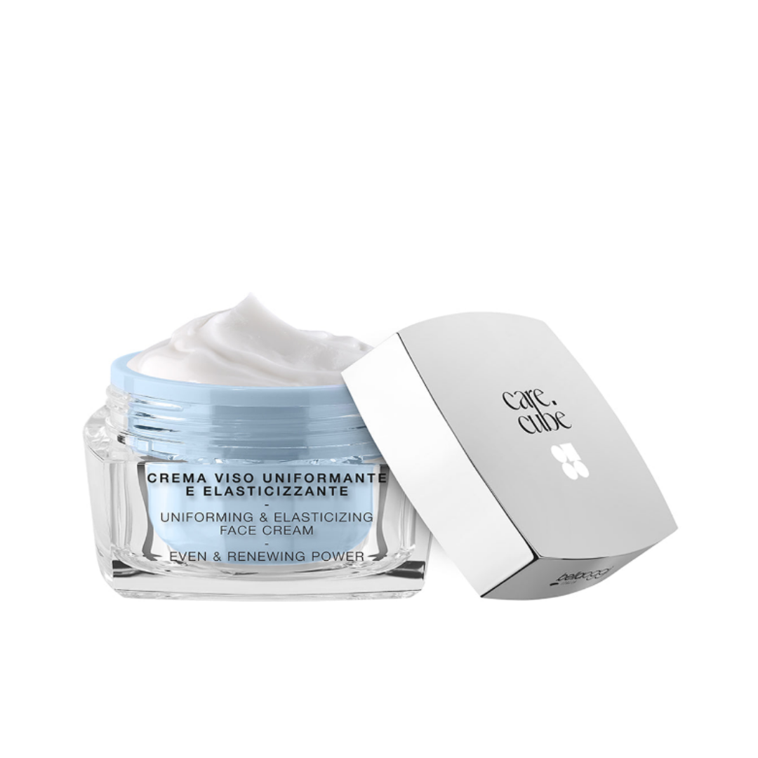 Belloggi Care Cubè Uniforming & Elasticizing Face Cream with even and renewing benefits.