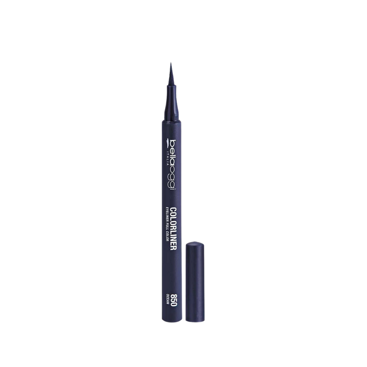 Belloggi Colorliner Full Color Eyeliner in shade 850 Ocean, featuring a fine precision tip and dark navy-blue finish.