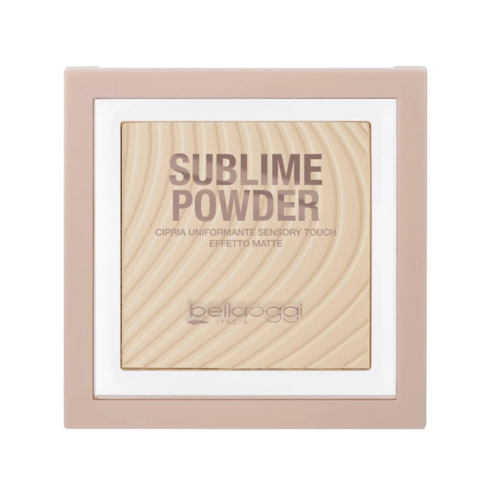 Belloggi Sublime Powder, a mattifying pressed face powder with a sensory-touch formula for a smooth, matte finish.