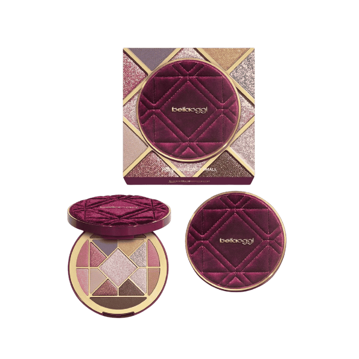 La Bella Oggi Velvet Dream Royal Burgundy 14.34g makeup palette with velvet compact and box