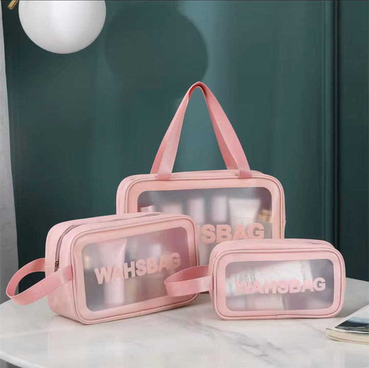 WASHBAG Set of 3 pink rectangular bags |مجموعة حقائب تنظيم مستطيلة وردية – 3 قطع