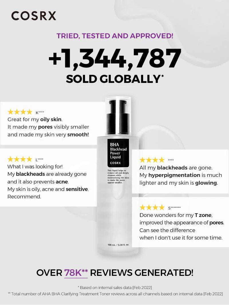 Cosrx BHA Blackhead Power Liquid - 100ml |  كوزركس تونر بحمض البيتا هيدروكس للروؤس السوداء - 100 مل