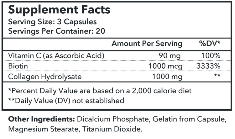 Biotonics Collagen C With Biotin Advanced Formula - 60 Capsules | بايوتونكس كبسولات كولاجين مع فيتامين سي و بايوتين - 60 كبسولة