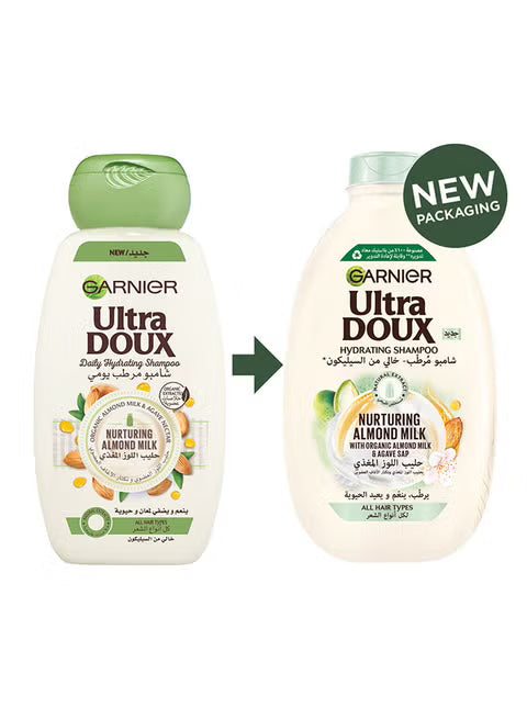 Garnier Ultra Doux Almond Milk Hydrating Shampoo - 400ml |غارنييه شامبو مرطب بحليب اللوز - 400 مل