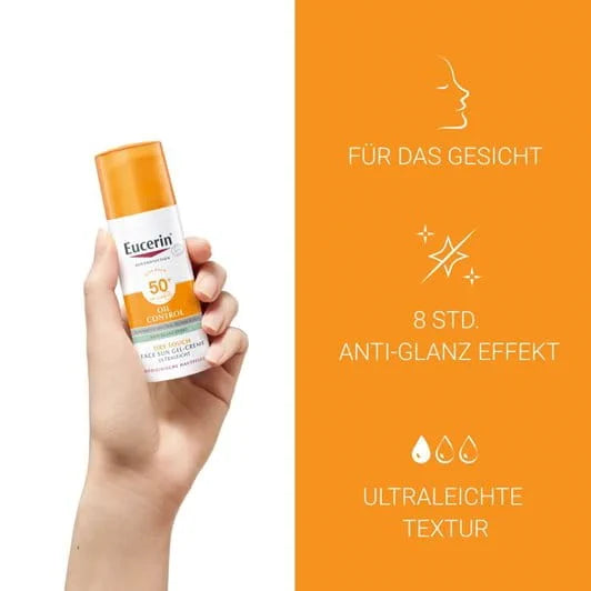 Eucerine Sun Gel Cream Oil Control Sun Cream SPF50 - 50ml | يوسيرين واقي شمسي جل كريم للتحكم بالزيوت - 50 مل