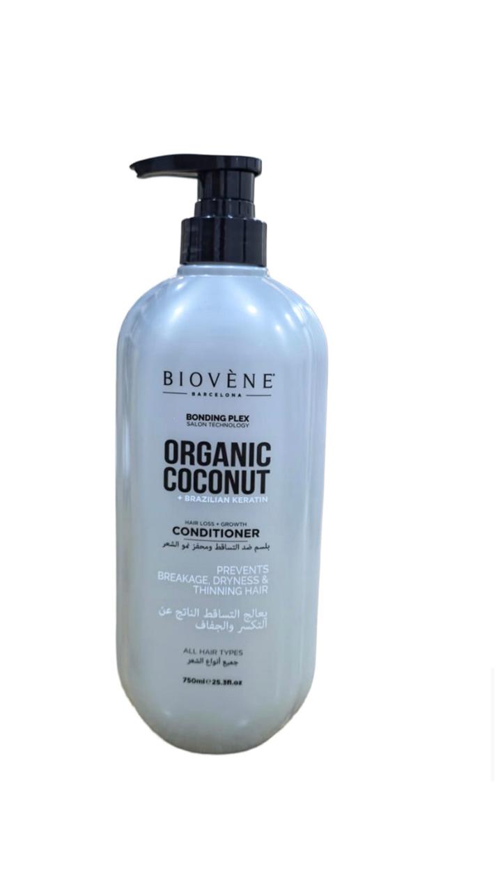 BIOVENE Organic Coconut + Brazilian Keratin Conditioner All Hair Types - 750ml | بيوفين بلسم للشعر بجوز الهند و الكيراتين - 750 مل