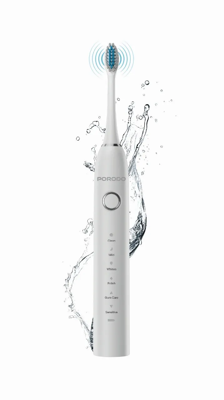 Porodo Smart Sonic Electric Toothbrush - White | فرشاة اسنان كهربائية - ابيض