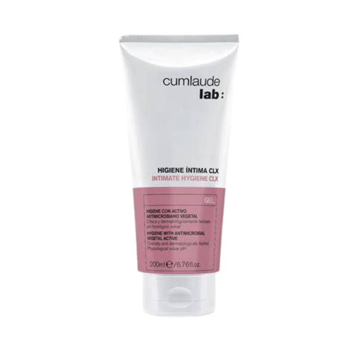 Cumlaude Lab Higiene Íntima CLX intimate hygiene gel, 200 ml white tube with pink label
