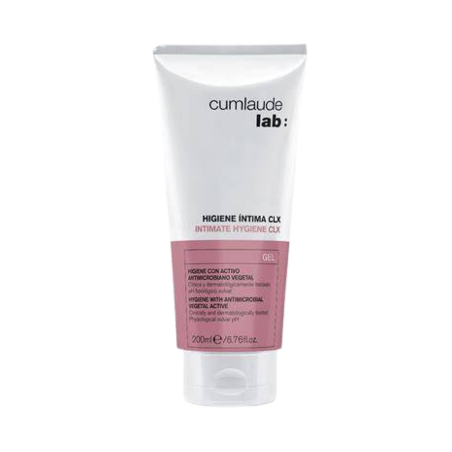 Cumlaude Lab Higiene Íntima CLX intimate hygiene gel, 200 ml white tube with pink label
