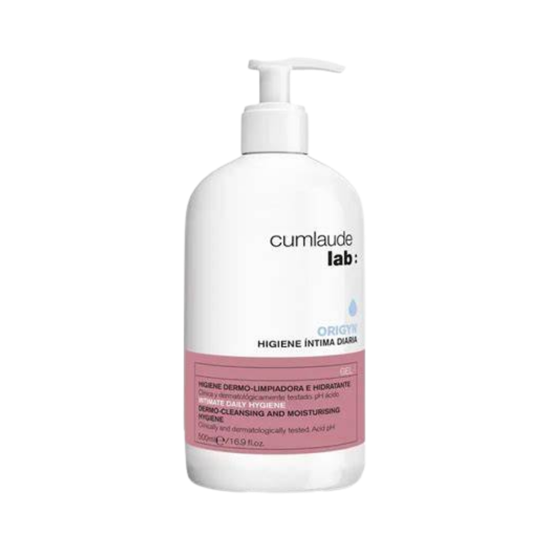 Cumlaude Lab Origyn Higiene Intima Diaria liquid cleanser 500ml white pump bottle with pink label
