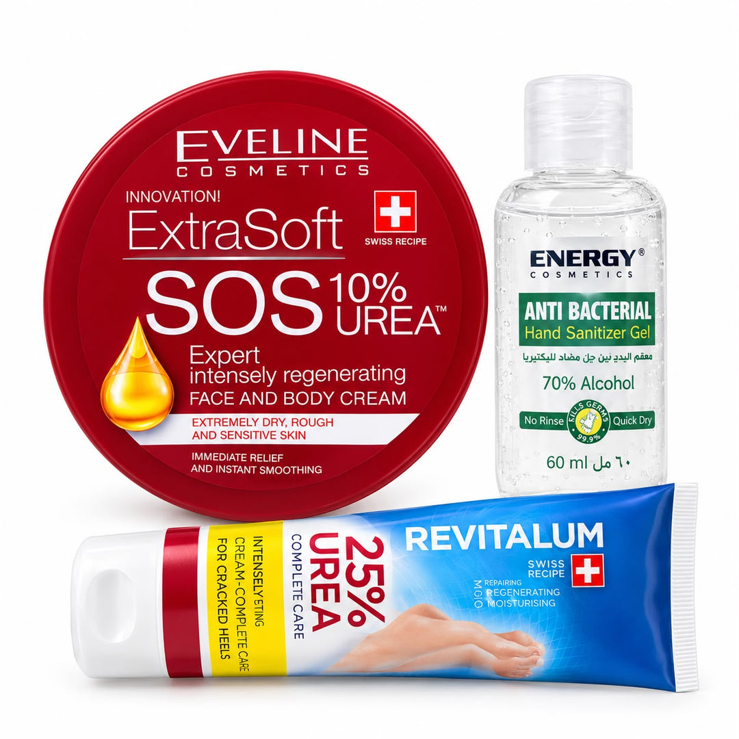 EVELINE Set Cracked 25% Urea - 75ml | ايفلين كريم وجه وجسم إكسترا سوفت 10% يوريا - 75مل