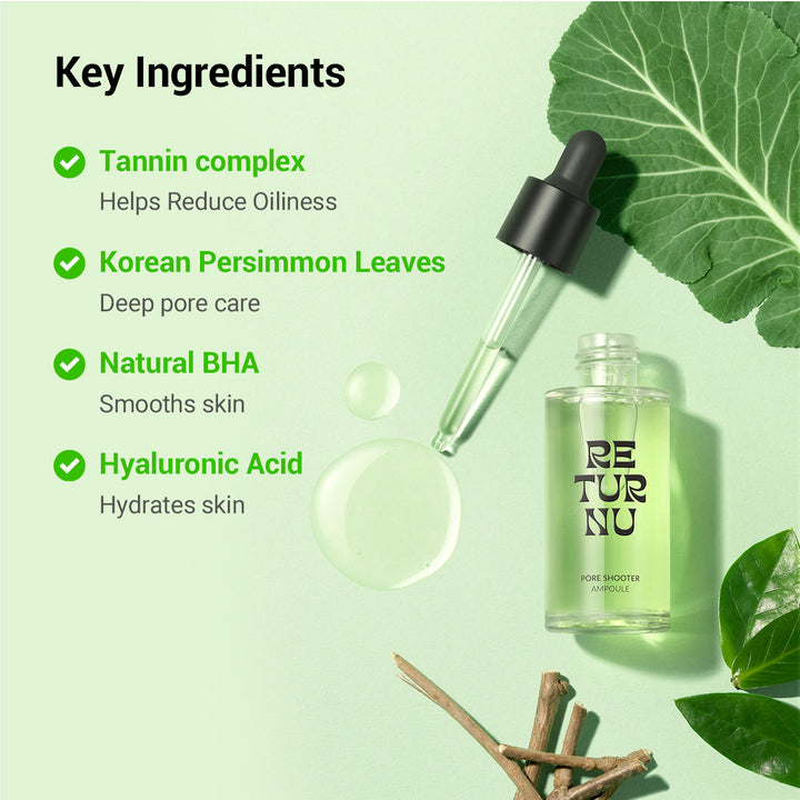RETURNU pore shooter ampoule - 30ml | ريترن يو سيروم متخصص للعناية بمظهر المسام والبشرة الدهنية - 30مل