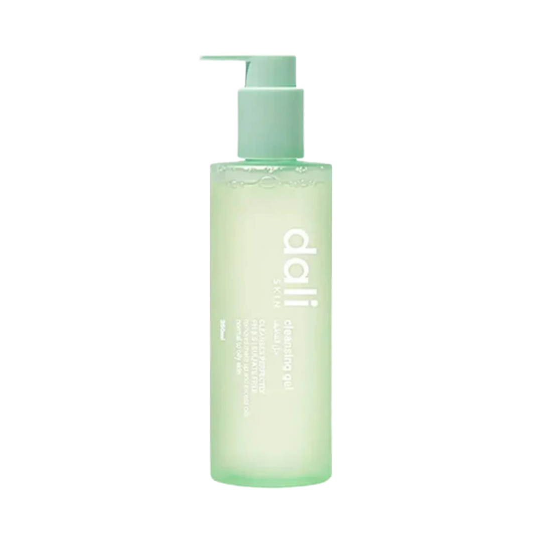 dali  cleansing oil in translucent green pump bottle with minimalist white label
