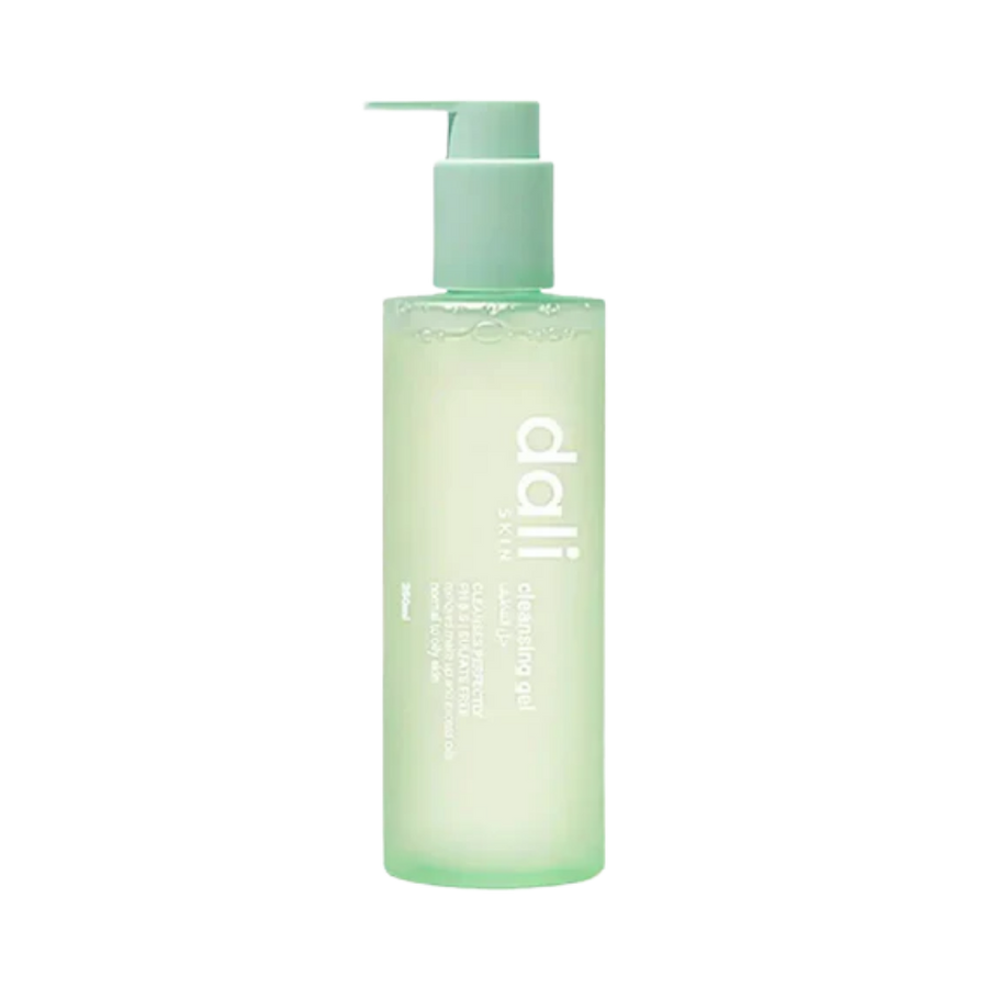 dali  cleansing oil in translucent green pump bottle with minimalist white label
