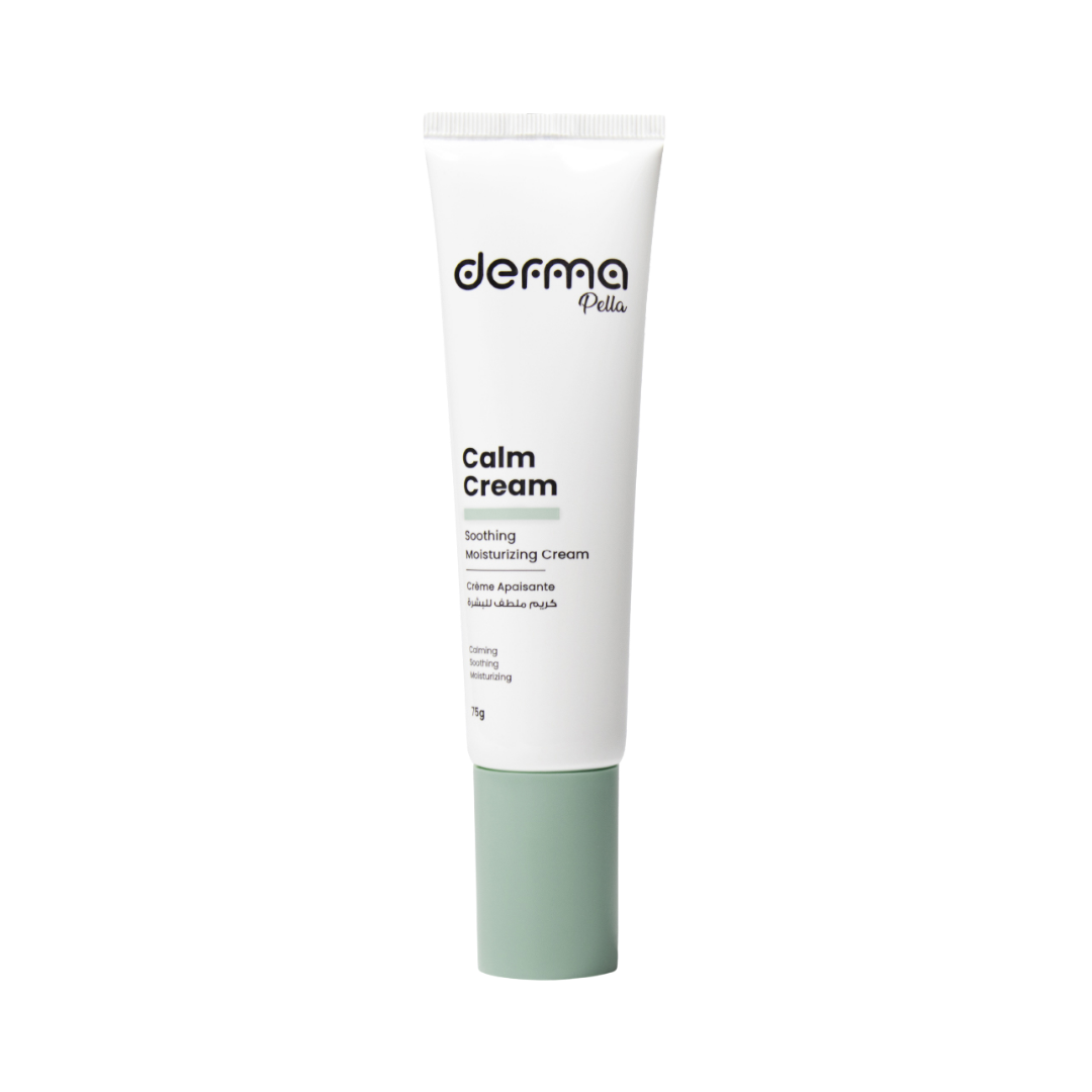Derma Pella Calm Cream soothing moisturizing cream 75g tube with light green cap
