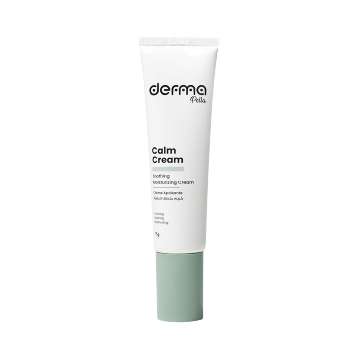 Derma Pella Calm Cream soothing moisturizing cream 75g tube with light green cap
