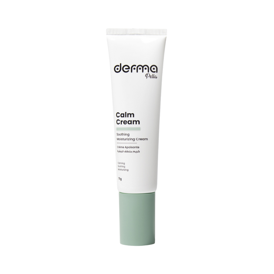 Derma Pella Calm Cream soothing moisturizing cream 75g tube with light green cap
