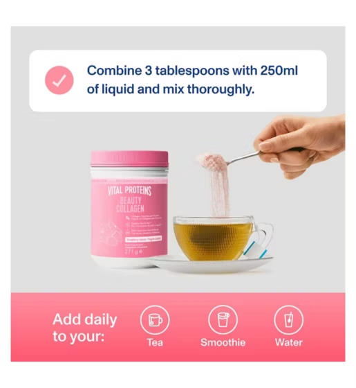 Vital Proteins Beauty Collagen Powder Strawberry Lemon Food - 271g | فيتال بروتينز مسحوق الكولاجين بنكهة الفراولة والليمون - 271 غ