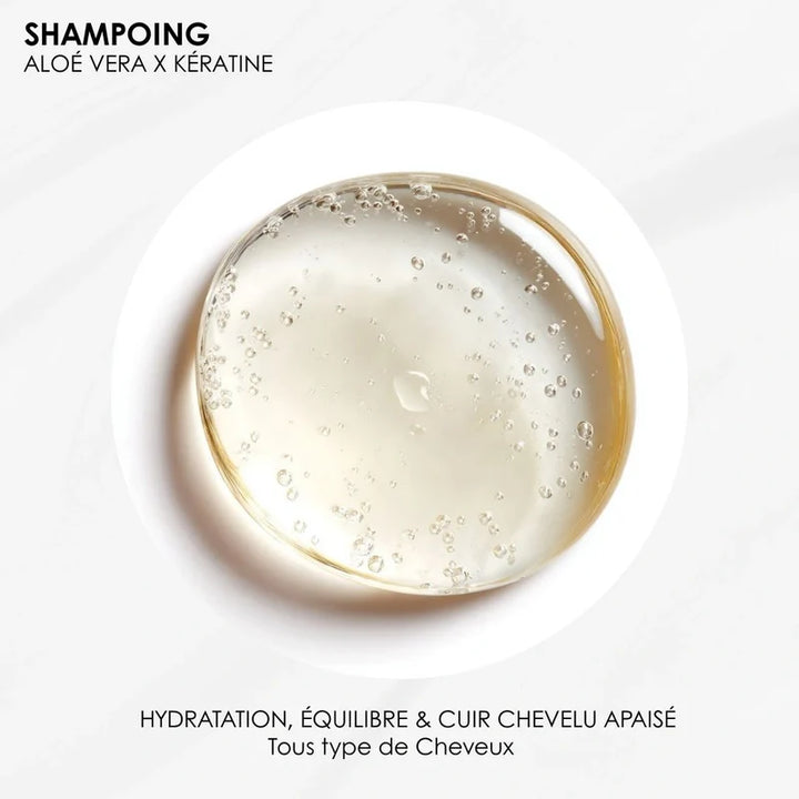 RoseBaie Shampooing Kératine x Aloe Vera Professionnel - 500ml | روزباي باريس شامبو الكيراتين والألوفيرا لإصلاح وترطيب الشعر – 500 مل