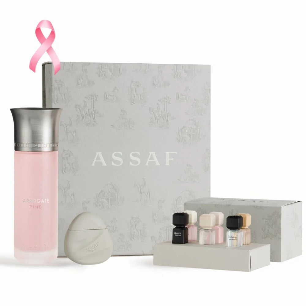 سيت عطر عساف اوركيت بنك 200 مل  مع مجموعة 6 عطور في 10 مل مع لوشن للجسم مع سكارف