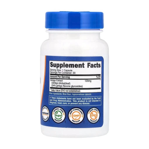 Nutricost Ginkgo Biloba 30 Capsules - 120mg | نوتريكوست كبسولات جينكوبيلوبا 120 مغ - 30 كبسولة