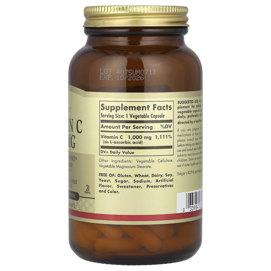 Solgar Vitamin C 1000 mg - 100 Vegetable Capsules - 100 كبسولة | سولجار فيتامين سي 1000 ملغ - 100 كبسولة #5