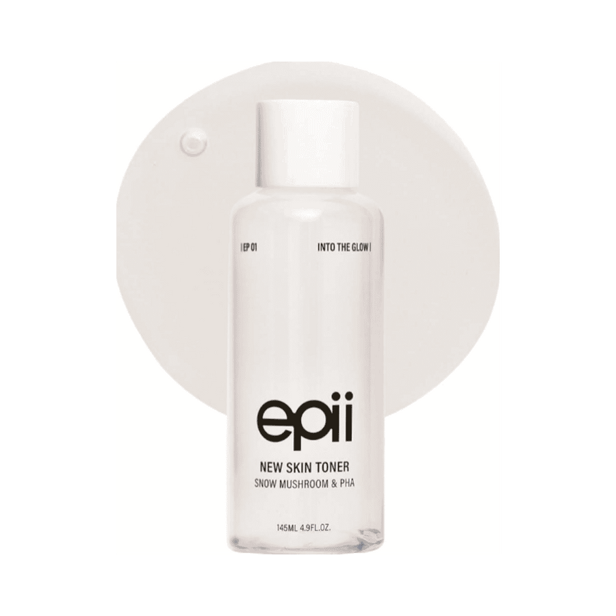 epii New Skin Toner with snow mushroom and PHA, 145ml clear bottle with white cap.