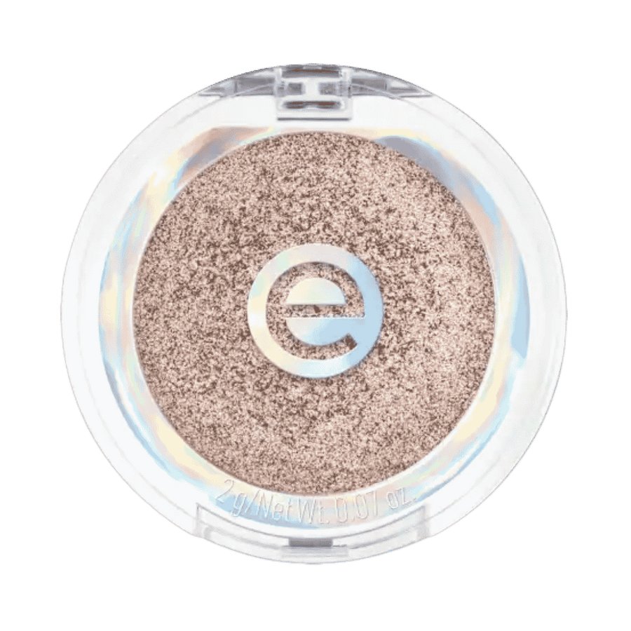 essence Mono Pearly 02 Silky Taupe shimmering powder eyeshadow compact with taupe shade.