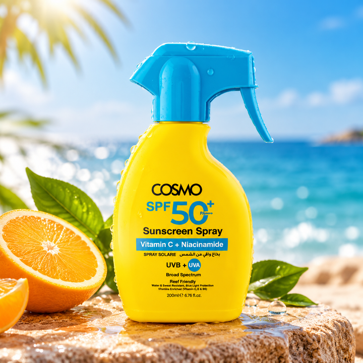 COSMO COSMETICS SUNSCREN SPRAY VITAMNC+NIACIAMIDSPF50 - 200ml | كوزمو كوزمتكس بخاخ واقي شمس بفيتامين سي والنياسيناميد- 200مل