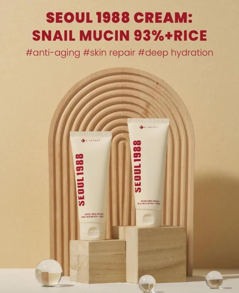 K-SECRET SEOUL 1988 Cream : Snail Mucin 93% + Rice - 100ml | كي سيكريت كريم سيول 1988 - 100مل #1