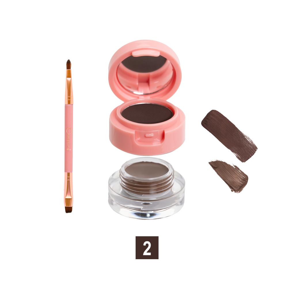 Christine 2 In 1 Eyebrow Powder Gel Eyeliner - 4g | كريستين جيل حواجب بني - 4غ #4