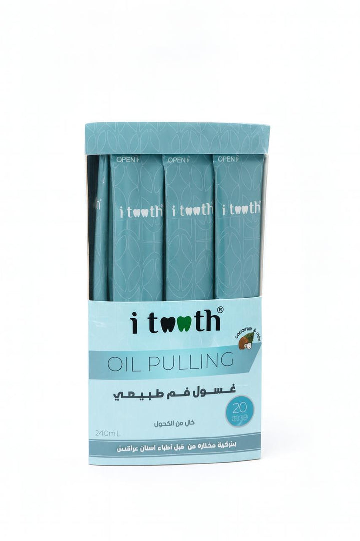 i tooth oil pulling 20 Pack 240ml | آي توث غسول زيتي للفم – 240 مل (20 كيس)