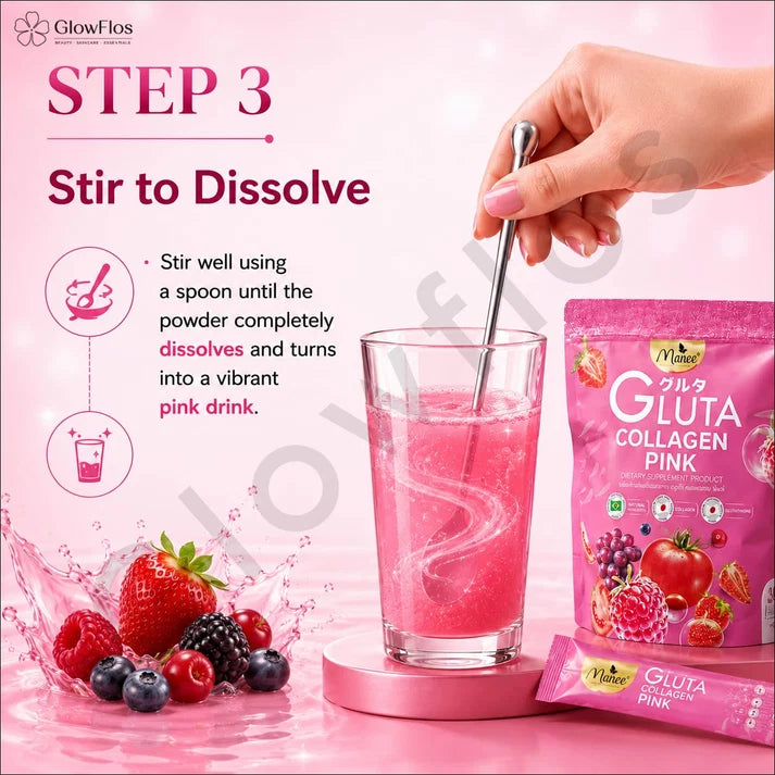 Manee Gluta Collagen Pink - 30 Sachets | ماني جلوتا مسحوق الكولاجين - 30 كيس