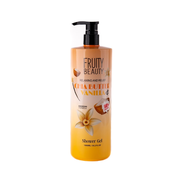 FRUITY BEAUTY Relaxing And Relife Chia Butter Vanilla Shower Gel - 1000ml | فروتي بيوتي شاور جل زبدة الشيا والفانيلا للاسترخاء والراحة- 1000 مل