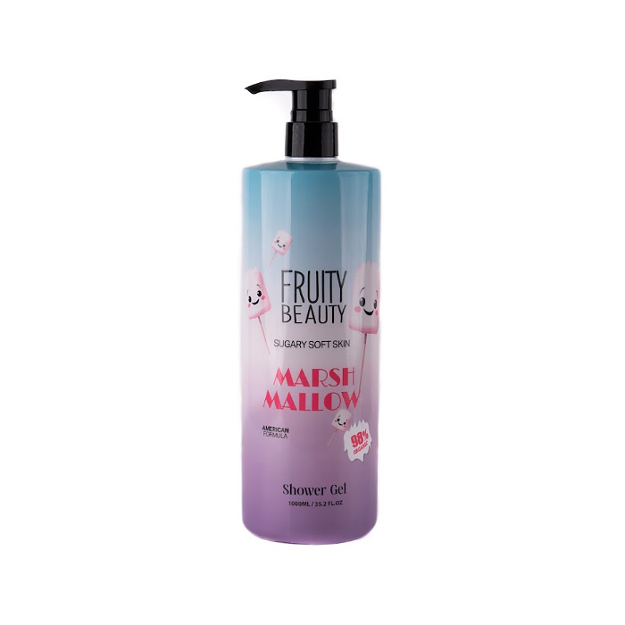 FRUITY BEAUTY Shower Gel Sugary Soft Skin Marshmallow - 1000ml | فروتي بيوتي جل استحمام سوفت سكين مارشميلو - 1000مل