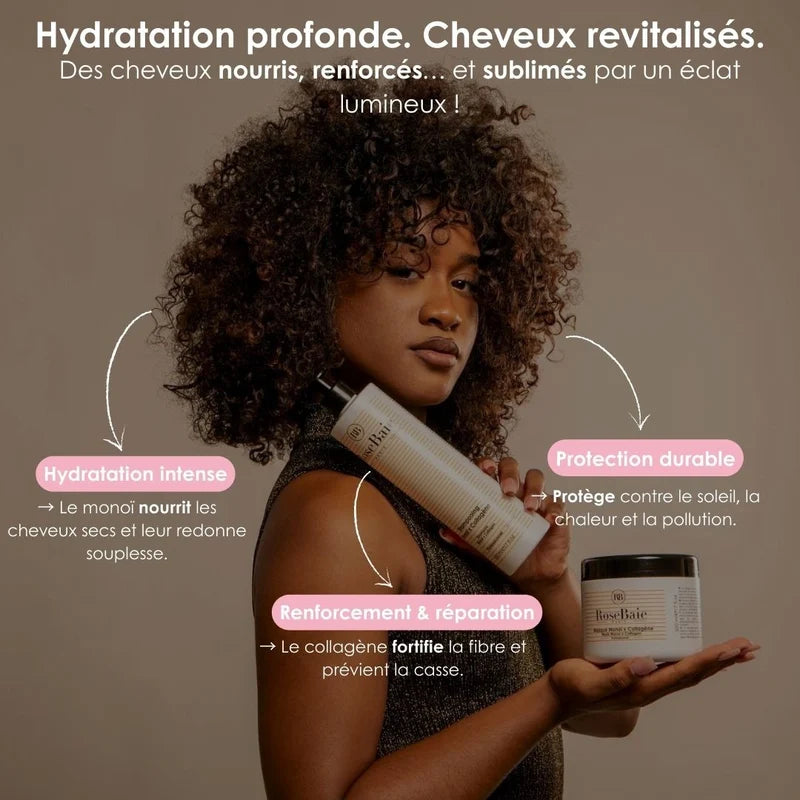 RoseBaie Shampoo - Monoï x Collagen - 500ml | روزباي شامبو شامبو لإصلاح الشعر وترطيبه بزيت المونوي و كولاجين - 500مل