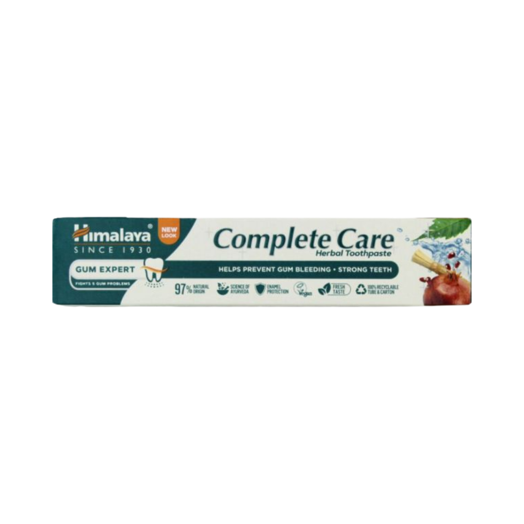 Himalaya Complete Care Herbal Toothpaste Gum Expert boxed packaging green and white design
