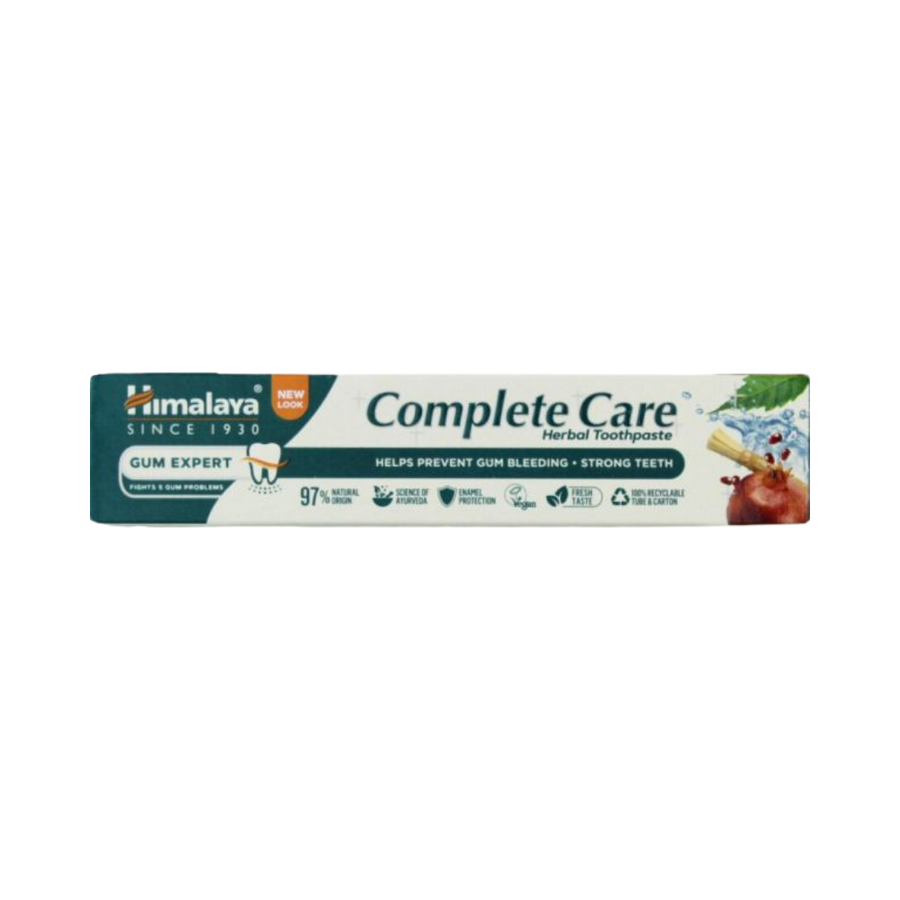 Himalaya Complete Care Herbal Toothpaste Gum Expert boxed packaging green and white design

