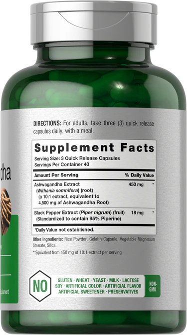 Horbäach Aswagandha 450mg - 120 Capsules | هورباخ مكمل عشبي أشواغاندا قوة قصوى 450 ملغ - 120 كبسولة